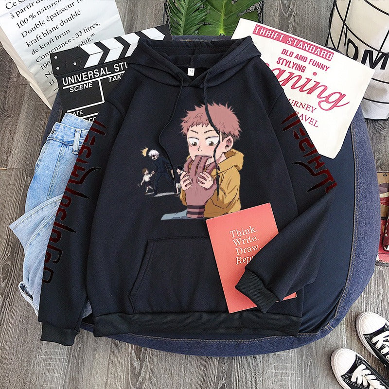 Hoodie Harajuku anime spell battle loose Korean printed men's hoodie