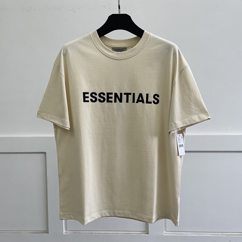 ESSENTIALS Double Thread Chest Letter High Street Short Sleeve T shirt