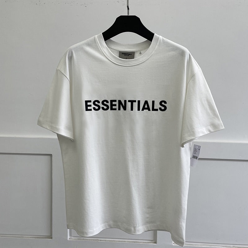 ESSENTIALS Double Thread Chest Letter High Street Short Sleeve T shirt