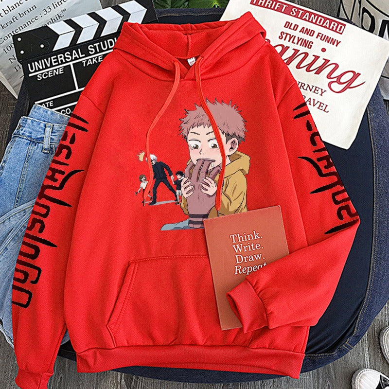 Hoodie Harajuku anime spell battle loose Korean printed men's hoodie