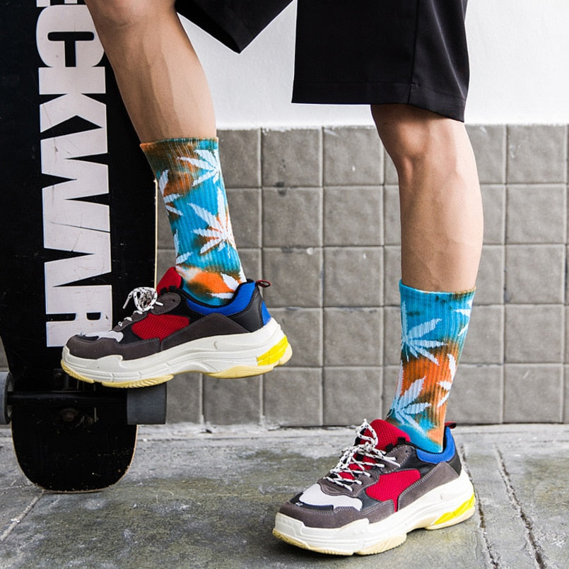 Maple Leaves Men Colorful Cotton Socks