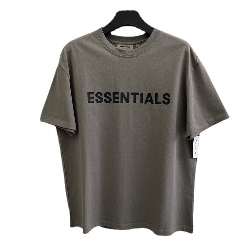 ESSENTIALS Double Thread Chest Letter High Street Short Sleeve T shirt