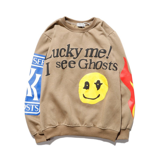 Kanye Kanye Retro Letter Loose Round Neck Sweater