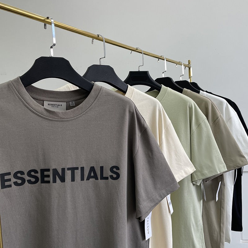 ESSENTIALS Double Thread Chest Letter High Street Short Sleeve T shirt