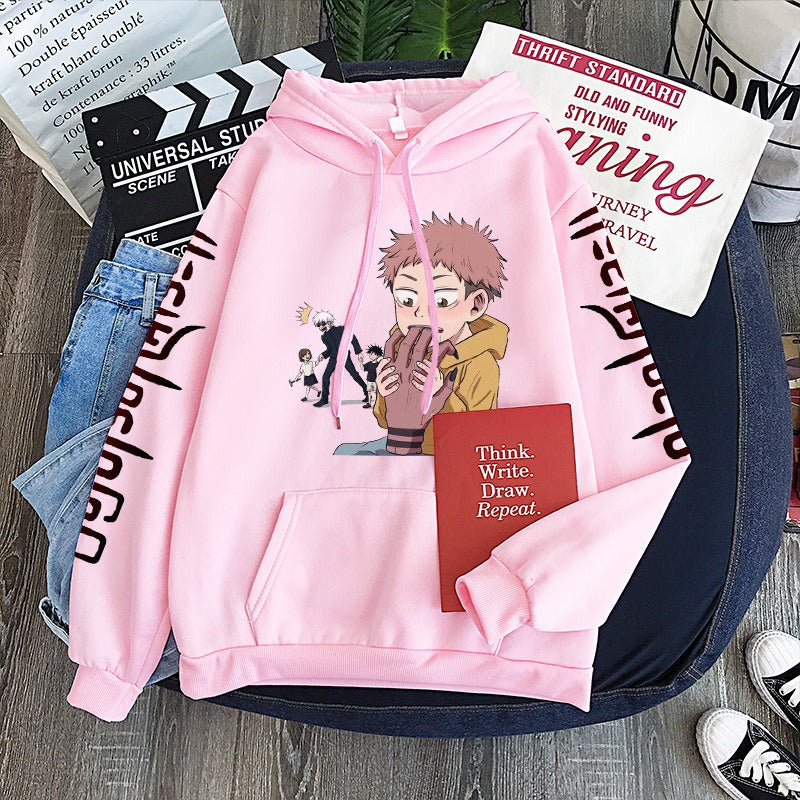 Hoodie Harajuku anime spell battle loose Korean printed men's hoodie