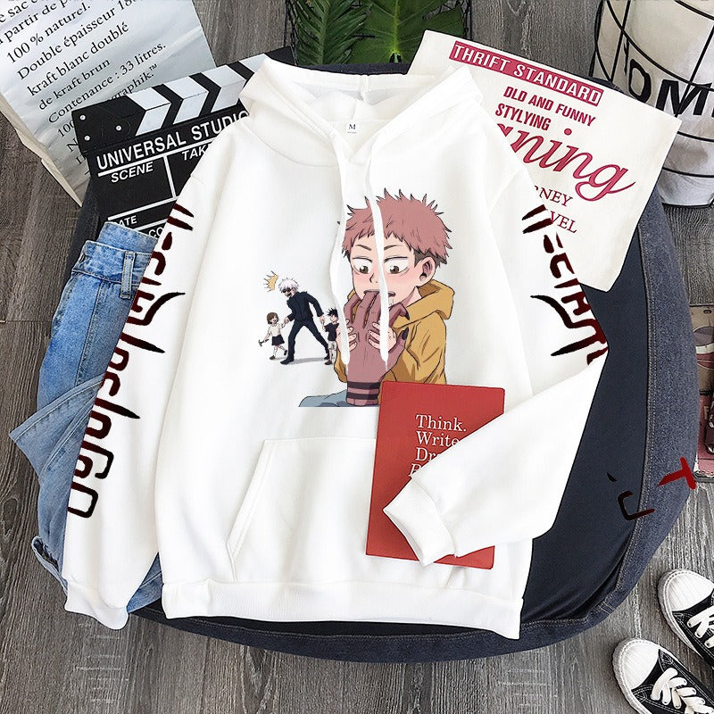 Hoodie Harajuku anime spell battle loose Korean printed men's hoodie